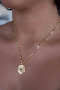 Half Moon CZ and Labradorite, Moonstone or Copper Turquoise Necklace  *Gold Plated 18k *Handmade * Bohemian * Layered *Modern * BJN147