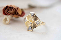 Labradorite & Zirconia Ring * Gold Plated Ring * Statement Ring *Gemstone Ring * Labradorite * Bridal Ring *Wedding Ring  * BJR259