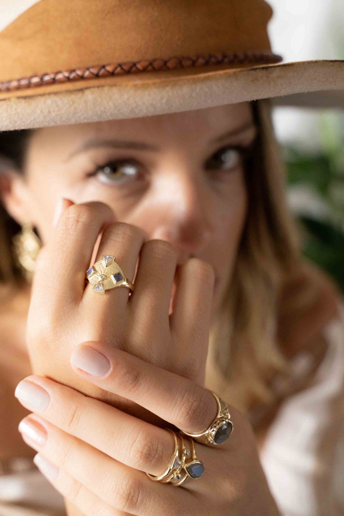 Labradorite & Zirconia Ring * Gold Plated Ring * Statement Ring *Gemstone Ring * Labradorite * Bridal Ring *Wedding Ring  * BJR259