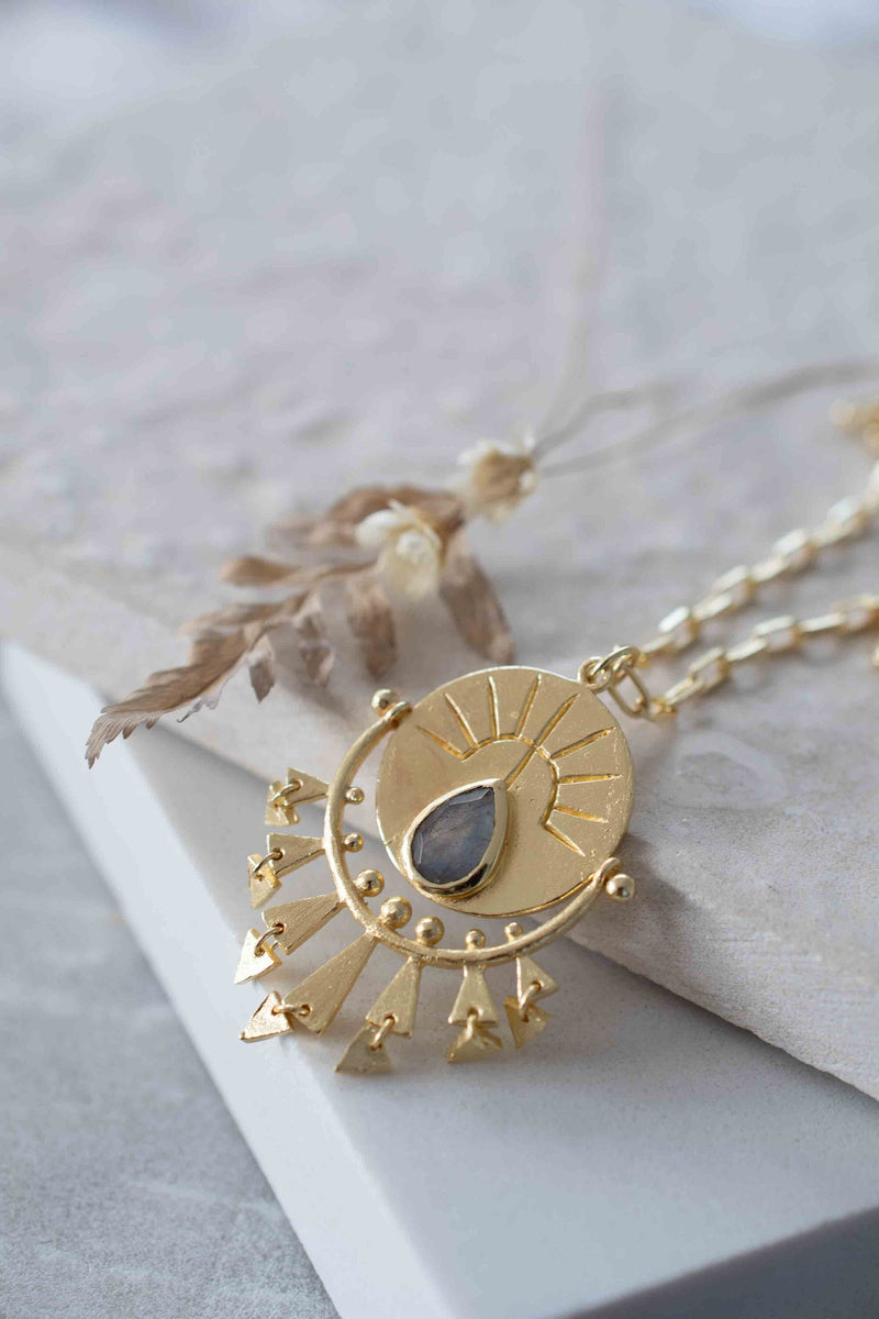 Rainbow Moonstone, Labradorite or Rose Quartz Necklace * Gold Plated *Handmade*Trend* layered * long * Boho * Fashion BJN152