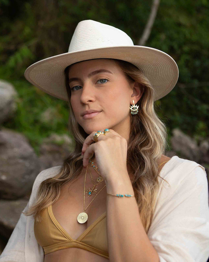 Labradorite or Moonstone with turquoise, CZ and blue topaz Necklace  *Gold Plated 18k *Handmade * Bohemian * Layered *Modern * BJN163
