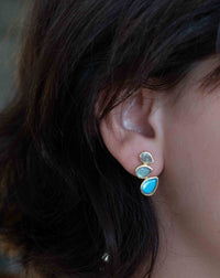 Labradorite Earrings Stud Gold Plated 18k *Post * Gemstone * Statement * handmade * Every day * Lightweight * bohemian * ByCila * BJE171