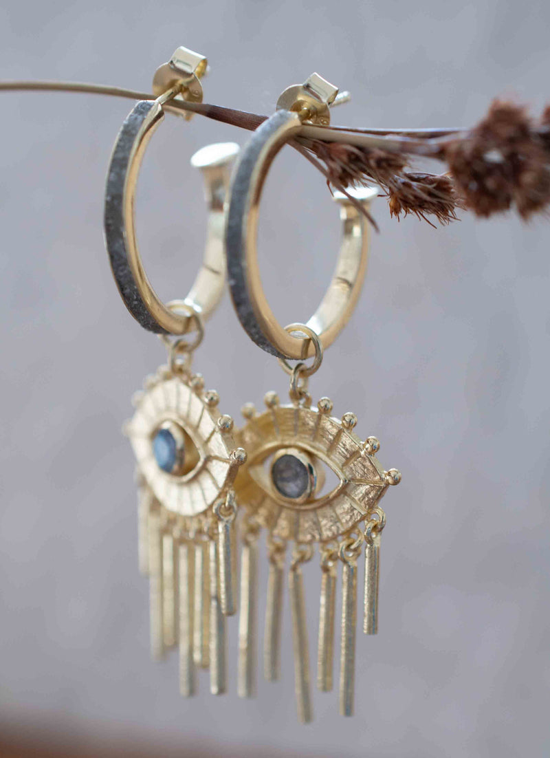 Labradorite Mosaic Earrings *Stud * Gold Plated 18k *Post * Gemstone * Statement * handmade * Every day * bohemian * ByCila  * BJE207