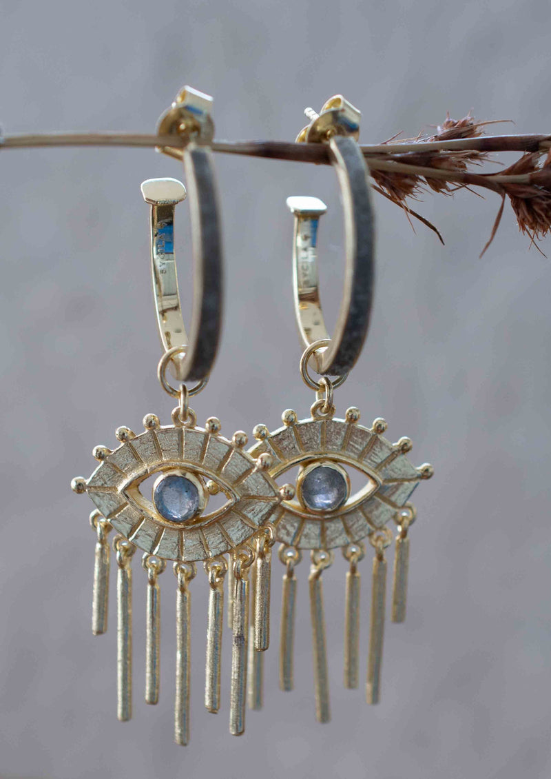 Labradorite Mosaic Earrings *Stud * Gold Plated 18k *Post * Gemstone * Statement * handmade * Every day * bohemian * ByCila  * BJE207