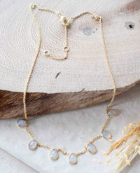 Labradorite, Moonstone or Clear Quartz Necklace * Gold Plated * Handmade * Minimalist * Layered * Gemstone *Birthstone *Gift for Her* BJN167