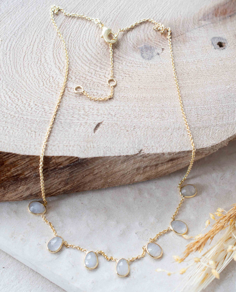 Labradorite, Moonstone or Clear Quartz Necklace * Gold Plated * Handmade * Minimalist * Layered * Gemstone *Birthstone *Gift for Her* BJN167