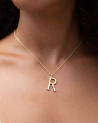 Initial Letter Alphabet Necklace * Gold Plated 18k * Layered * Modern * Long * Large initial * Pendant *BJN171