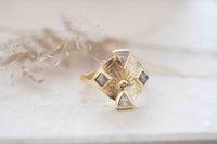 Labradorite & Zirconia Ring * Gold Plated Ring * Statement Ring *Gemstone Ring * Labradorite * Bridal Ring *Wedding Ring  * BJR259
