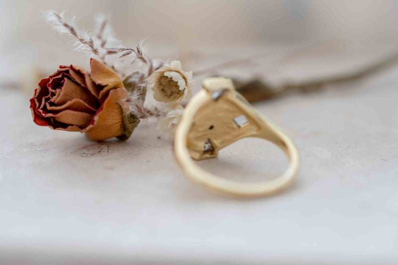 Moonstone & Zirconia Ring * Gold Plated Ring * Statement Ring *Gemstone Ring * Rainbow * Bridal Ring *Wedding Ring  * BJR260