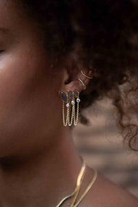 Labradorite & Zirconia Earrings Stud Gold Plated 18k *Post * Gemstone * Statement * handmade * Every day* bohemian * ByCila * BJE231