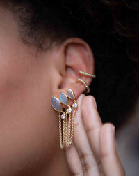 Labradorite & Zirconia Earrings Stud Gold Plated 18k *Post * Gemstone * Statement * handmade * Every day* bohemian * ByCila * BJE231