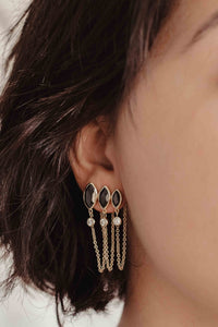 Black Onyx & Zirconia Stud Earrings Gold Plated * Gemstone * bridal Earrings * black stone * Handmade *bycilajewelry* Boho * Modern * BJE233