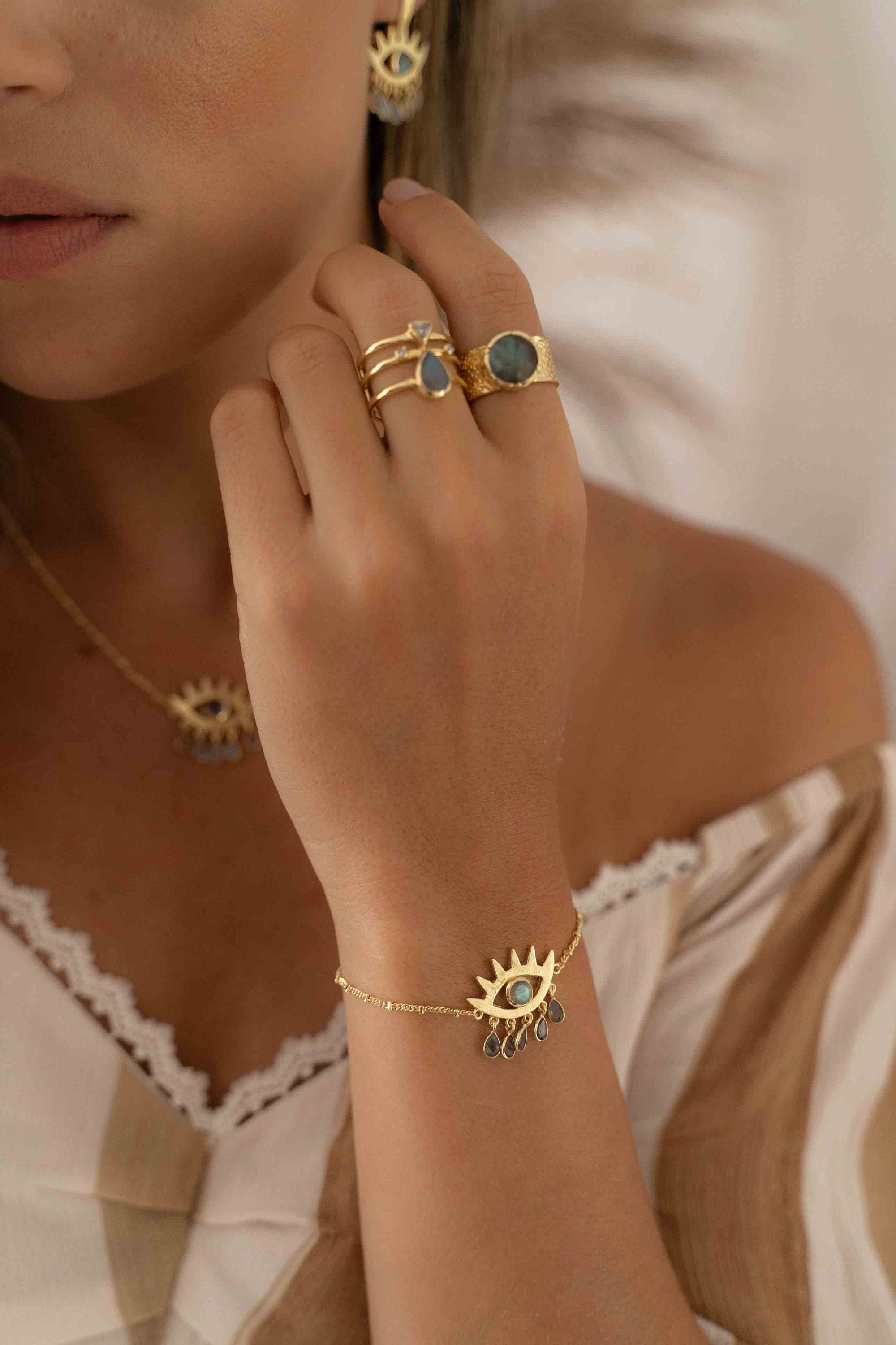 Gold plated deals evil eye bracelet