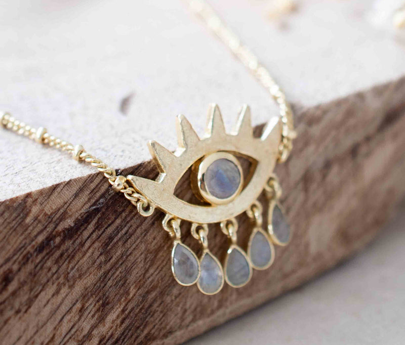 Evil Eye Bracelet * Boho Bracelet * Turquoise, Labradorite, Moonstone * Gemstone * Modern * Layered * BJB