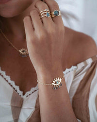 Evil Eye Bracelet * Boho Bracelet * Turquoise, Labradorite, Moonstone * Gemstone * Modern * Layered * BJB