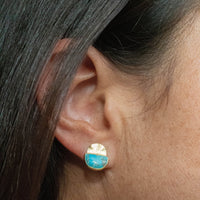 Copper Turquoise Stud Earrings* Gold Plated 18k or Sterling Silver 925 * BJE161