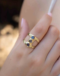 Labradorite Adjustable Ring * Gold Plated Ring * Statement Ring *Gemstone Ring * Labradorite * Hammered Ring  * BJR278