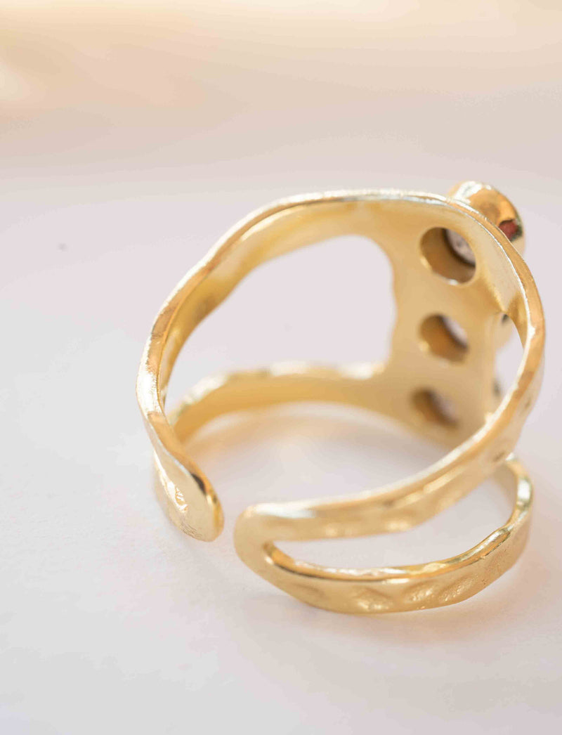 Labradorite Adjustable Ring * Gold Plated Ring * Statement Ring *Gemstone Ring * Labradorite * Hammered Ring  * BJR278