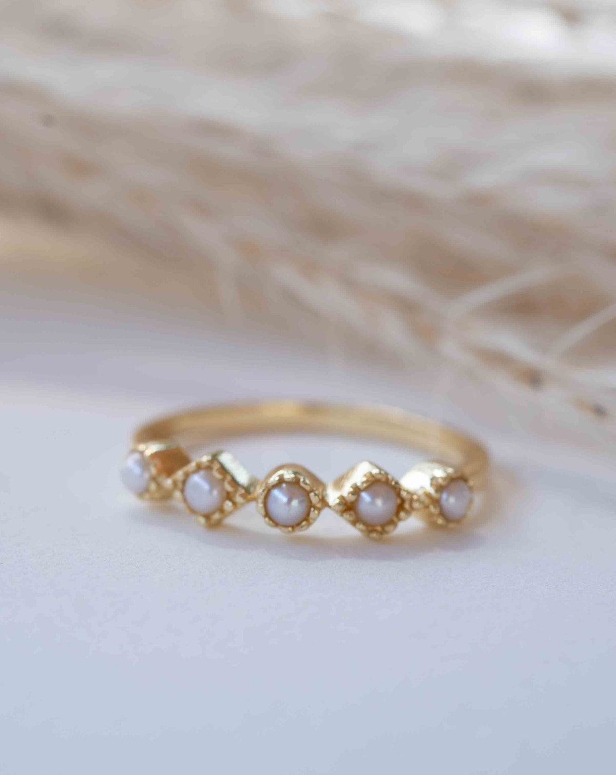 Fresh Water Pearl  Ring * Gold Plated Ring * Statement Ring *Gemstone Ring * Wedding Ring * Geometric  * BJR266