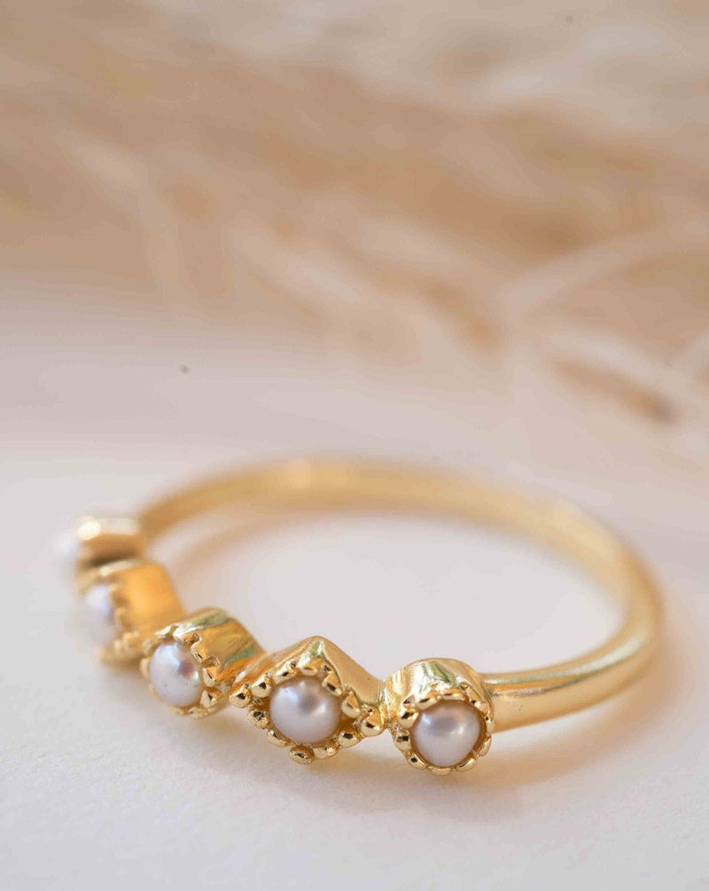 Fresh Water Pearl  Ring * Gold Plated Ring * Statement Ring *Gemstone Ring * Wedding Ring * Geometric  * BJR266