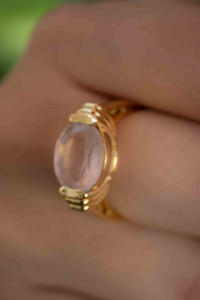 Rose Quartz Ring * 18k Gold Plated Ring * Statement Ring * Gemstone Ring * Pink * Bridal Ring * Wedding Ring *Organic Ring * Natural *BJR274