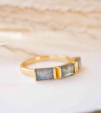 Labradorite Ring *  Stackable * Gold Plated Ring * Statement Ring *Gemstone Ring * Labradorite * Delicate Ring * Modern * BJR267