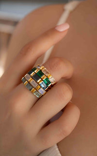 Labradorite Ring *  Stackable * Gold Plated Ring * Statement Ring *Gemstone Ring * Labradorite * Delicate Ring * Modern * BJR267