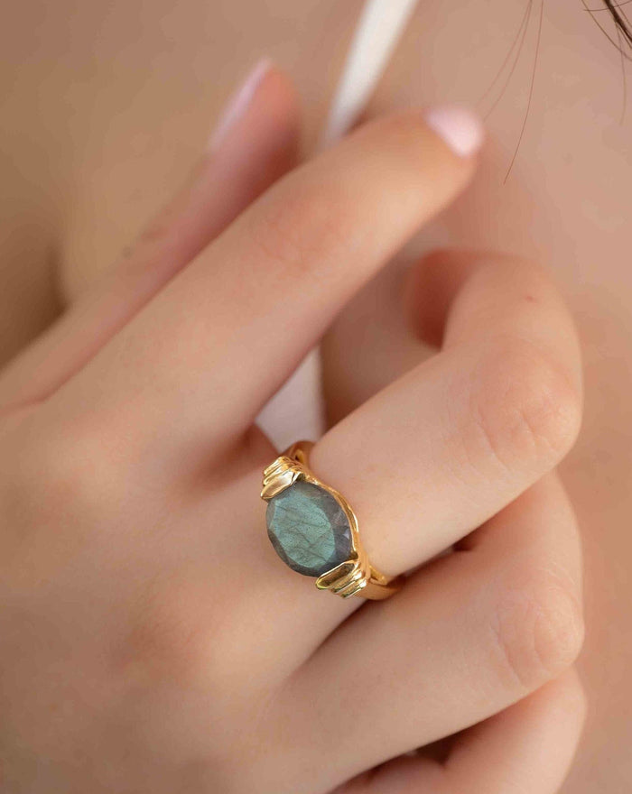 Labradorite Ring * Gold Plated Ring * Statement Ring *Gemstone Ring * Labradorite * Delicate Ring * Modern * BJR275