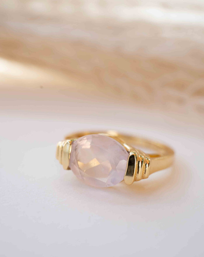 Rose Quartz Ring * 18k Gold Plated Ring * Statement Ring * Gemstone Ring * Pink * Bridal Ring * Wedding Ring *Organic Ring * Natural *BJR274