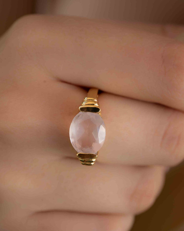 Rose Quartz Ring * 18k Gold Plated Ring * Statement Ring * Gemstone Ring * Pink * Bridal Ring * Wedding Ring *Organic Ring * Natural *BJR274