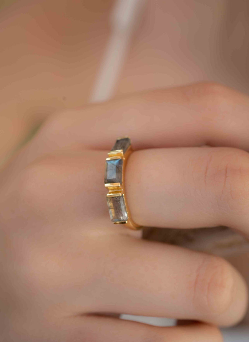 Labradorite Ring *  Stackable * Gold Plated Ring * Statement Ring *Gemstone Ring * Labradorite * Delicate Ring * Modern * BJR267