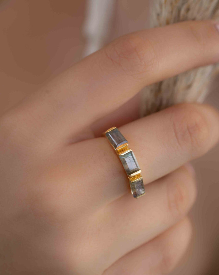 Labradorite Ring *  Stackable * Gold Plated Ring * Statement Ring *Gemstone Ring * Labradorite * Delicate Ring * Modern * BJR267