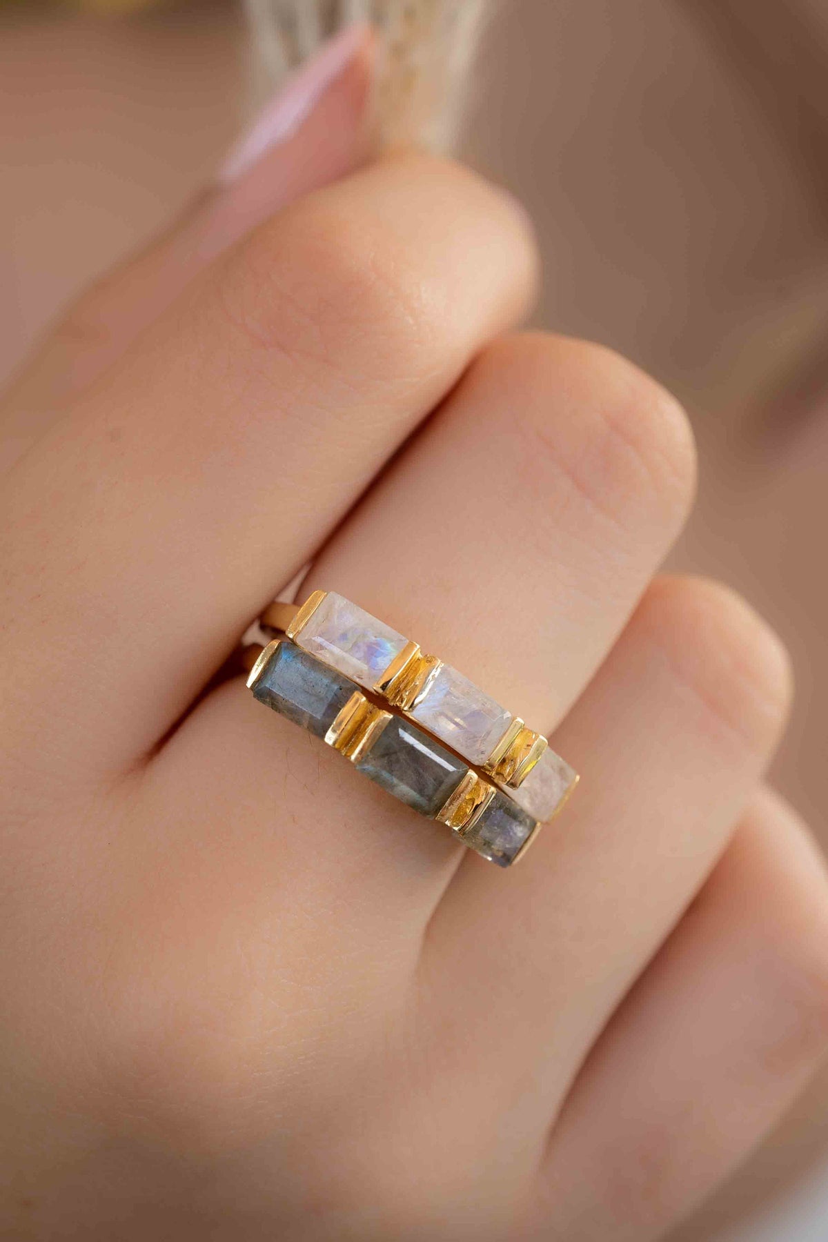 Labradorite Ring *  Stackable * Gold Plated Ring * Statement Ring *Gemstone Ring * Labradorite * Delicate Ring * Modern * BJR267