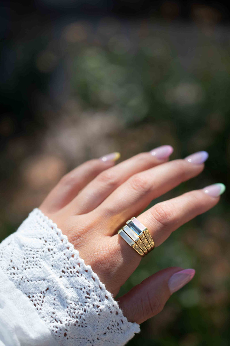 Rose Quartz Ring * Gold Plated 18k*Gold * Statement * Gemstone * Stackable * Natural * Handmade * Gift For Her * BJR282