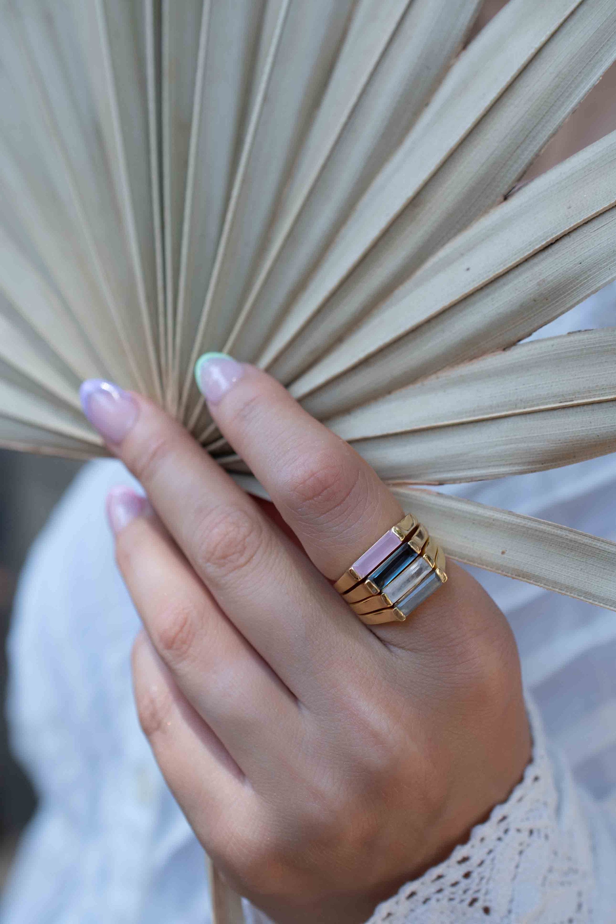 Rose Quartz Ring Gold Plated 18k BJR282 ByCila Inc