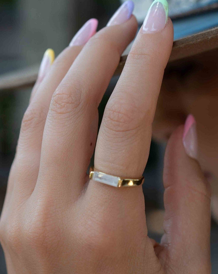 Moonstone Ring * Gold Plated 18k*Gold * Statement* Gemstone *Stackable*Natural* Handmade *Gift For Her*BJR283