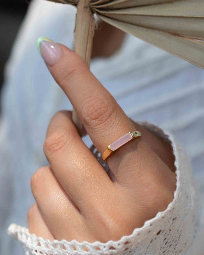 Rose Quartz Ring * Gold Plated 18k*Gold * Statement * Gemstone * Stackable * Natural * Handmade * Gift For Her * BJR282
