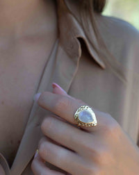 Moonstone Gold Plated Ring * Statement Ring * Gemstone Ring * Rainbow Moonstone * Gold Ring * Large Ring Statement * BJR292