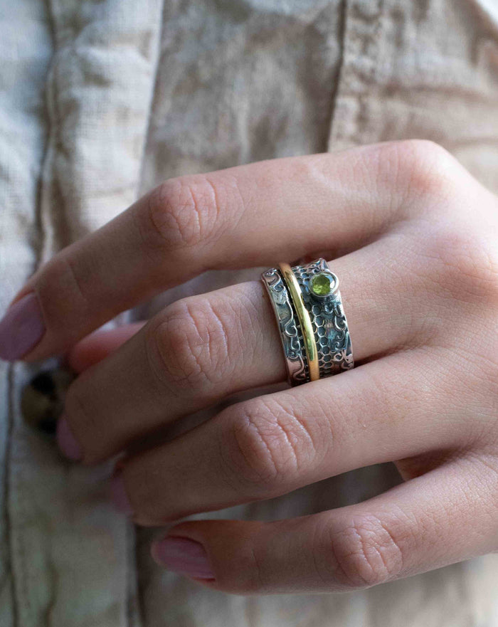 Peridot Spinner Ring * Meditation * Spinning * Spin * Anxiety * Sterling Silver 925 * boho* Bronze * Jewelry * Bycila *Handmade *Yoga BJS039