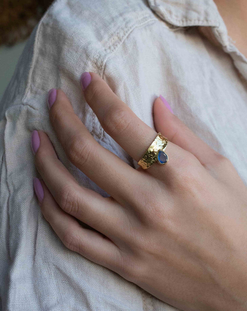 Rainbow Labradorite Ring * Gold Ring * Gemstone * Gold Plated * Statement *Bridal *Wedding * Natural *Handmade * BJR291