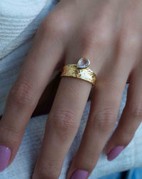 Rose Quartz Ring *Gold Plated Ring* Statement Ring *Gemstone Ring *Pink stone Ring* Natural *Organic Ring * ByCila* BJR290