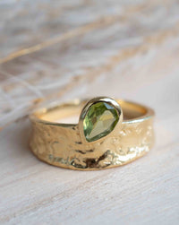 Peridot Gold Plated Ring * Statement Ring * Gemstone Ring * Green Stone * Gold Ring * Large Ring Statement * August Birthstone BJR288
