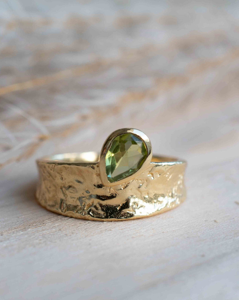Peridot Gold Plated Ring * Statement Ring * Gemstone Ring * Green Stone * Gold Ring * Large Ring Statement * August Birthstone BJR288