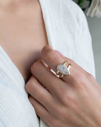 Moonstone Gold Plated Ring * Statement Ring * Gemstone Ring * Rainbow Moonstone * Gold Ring * Large Ring Statement * BJR310