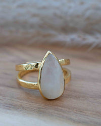 Moonstone Gold Plated Ring * Statement Ring * Gemstone Ring * Rainbow Moonstone * Gold Ring * Large Ring Statement * BJR310