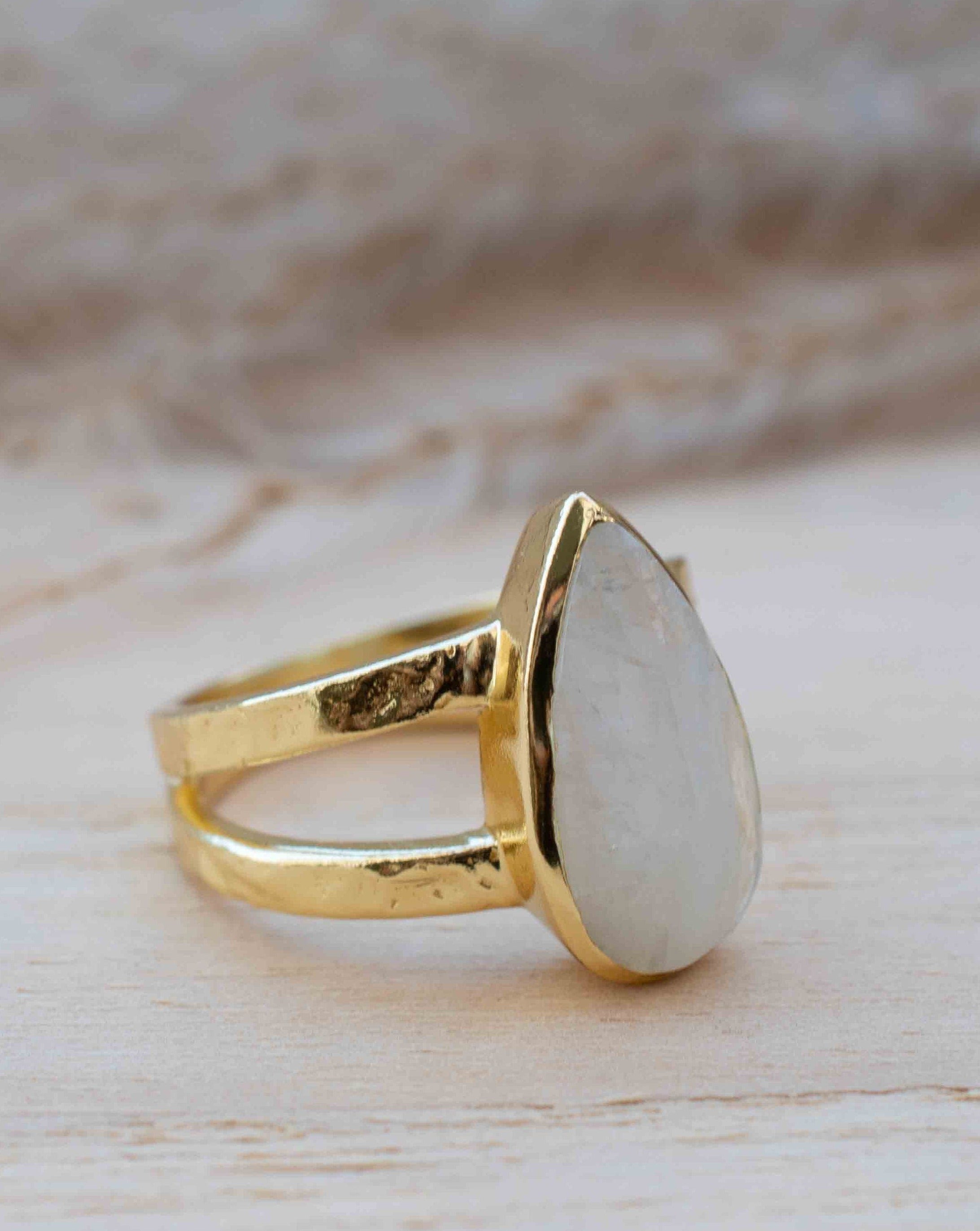 Gold plated moonstone ring hotsell