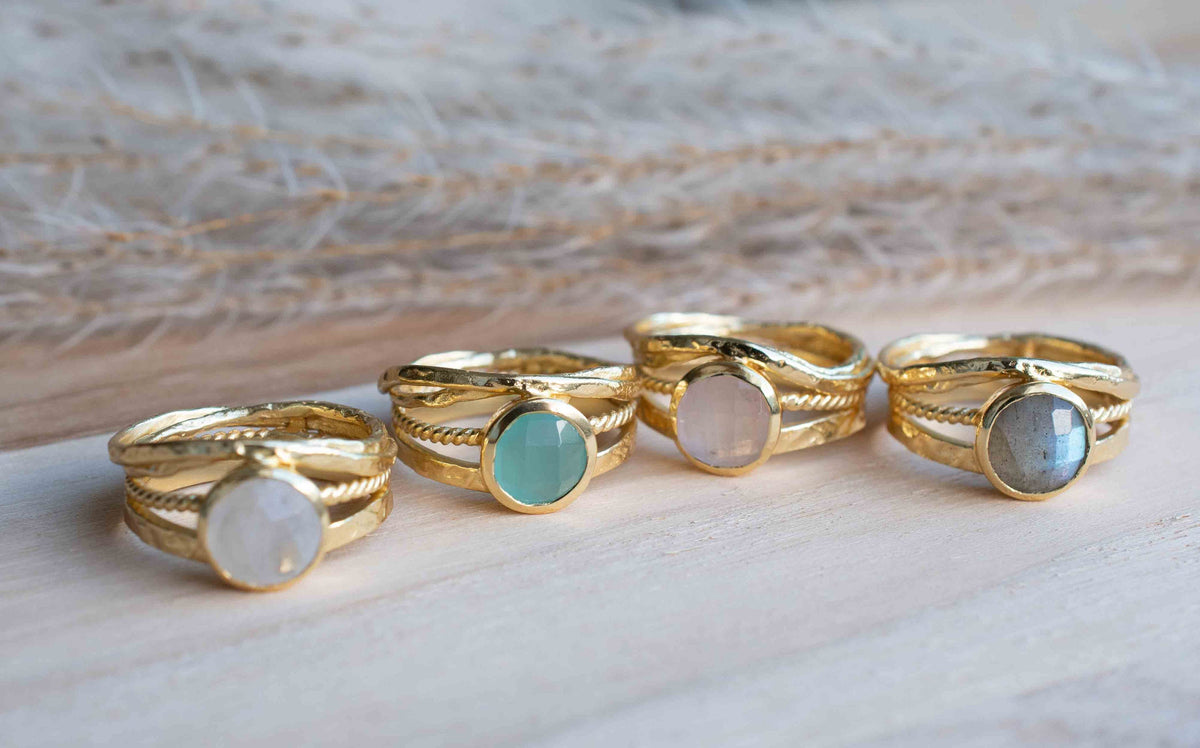 Moonstone Gold Plated Ring * Statement Ring * Gemstone Ring * Rainbow Moonstone * Gold Ring * BJR299