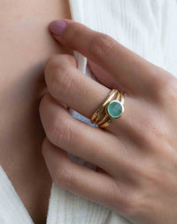Gold Plated 18k Aqua Chalcedony * Gemstone Ring * Handmade * Statement * Natural * Organic*Gift for her*Jewelry*Bycila*May Birthstone*BJR297