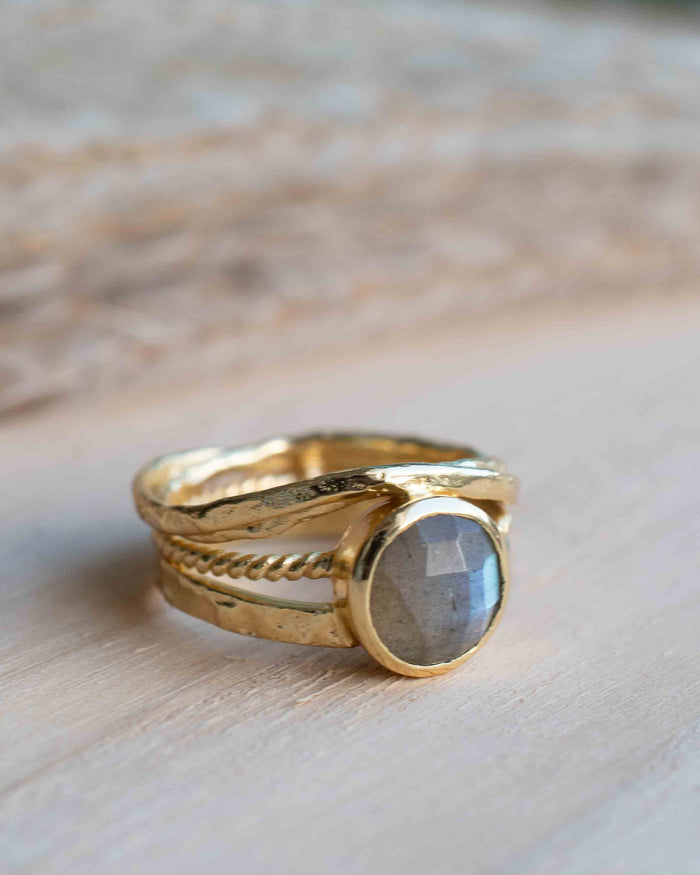 Rainbow Labradorite Ring * Gold Ring * Gemstone * Gold Plated * Statement *Bridal *Wedding * Natural * Thin *Handmade BJR298