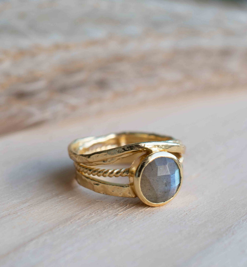 Rainbow Labradorite Ring * Gold Ring * Gemstone * Gold Plated * Statement *Bridal *Wedding * Natural * Thin *Handmade BJR298